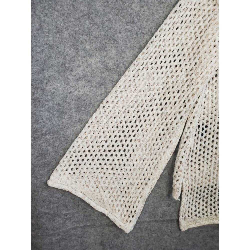 Women's POL Size Medium Cream Open Knit Boho Sweater Beach Coverup - Picture 4 of 7